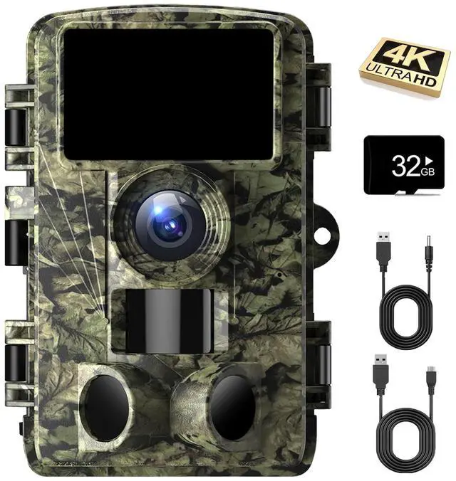 Main image of Trail Camera - 4K 48MP Game Camera with Night Vision, 0.05s Trigger Motion Activated Hunting Camera, IP66 Waterproof, 130°Wide-Angle with 46pcs No Glow Infrared Leds for Outdoor Wildlife Monitoring