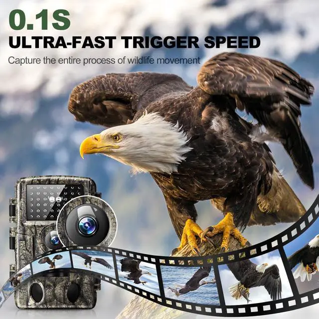 Alt view image 4 of 7 - 4K 60MP WiFi Trail Camera,Game Cameras with Night Vision Motion Activated Waterproof,Suitable for Outdoor Wildlife Detection, Monitoring Home Security