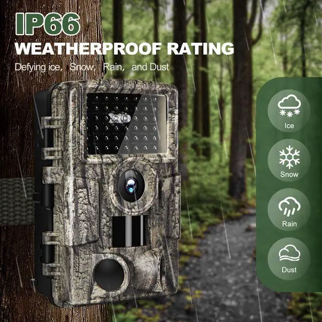 Alt view image 5 of 7 - 4K 60MP WiFi Trail Camera,Game Cameras with Night Vision Motion Activated Waterproof,Suitable for Outdoor Wildlife Detection, Monitoring Home Security