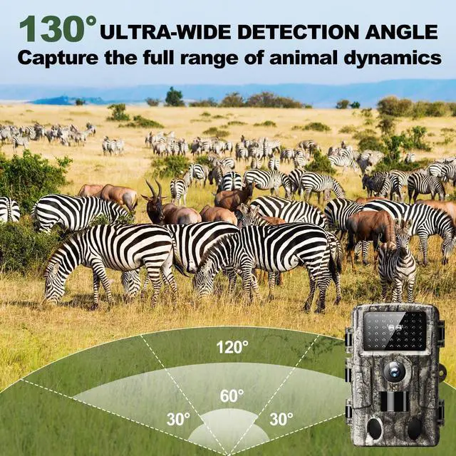 Alt view image 7 of 7 - 4K 60MP WiFi Trail Camera,Game Cameras with Night Vision Motion Activated Waterproof,Suitable for Outdoor Wildlife Detection, Monitoring Home Security