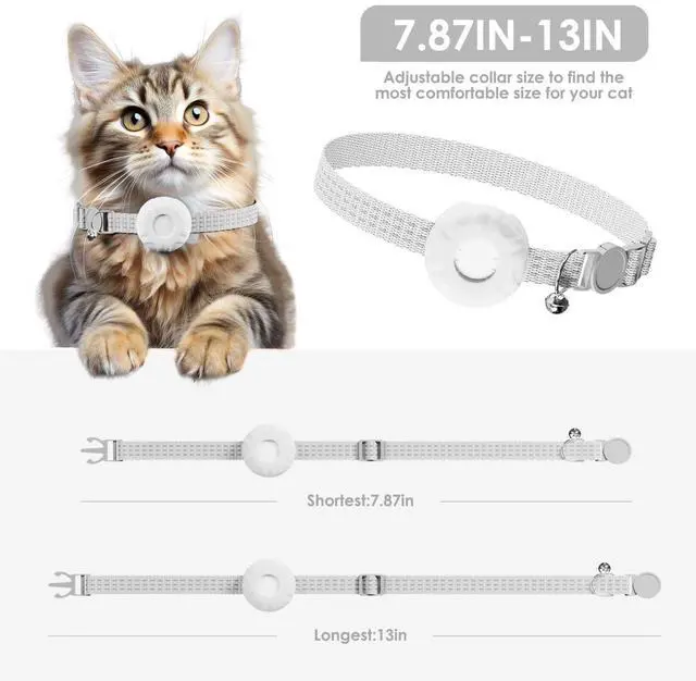 Alt view image 4 of 7 - Smart Cat GPS Tracker, Compatible with Apple Find My App (Only iOS), No Monthly Fee, Waterproof (White Tracker, White Cat Collar)