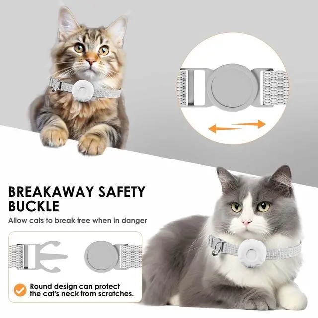 Alt view image 5 of 7 - Smart Cat GPS Tracker, Compatible with Apple Find My App (Only iOS), No Monthly Fee, Waterproof (White Tracker, White Cat Collar)