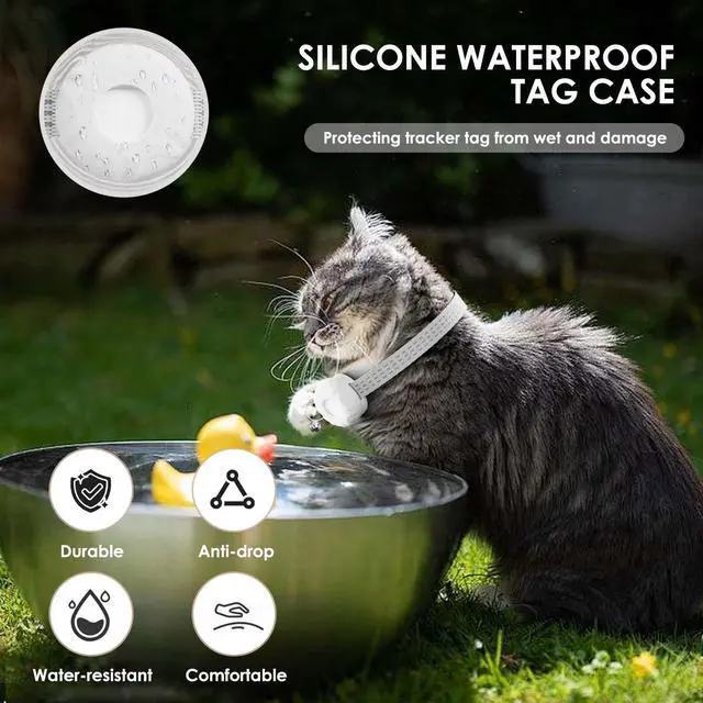 Alt view image 6 of 7 - Smart Cat GPS Tracker, Compatible with Apple Find My App (Only iOS), No Monthly Fee, Waterproof (White Tracker, White Cat Collar)