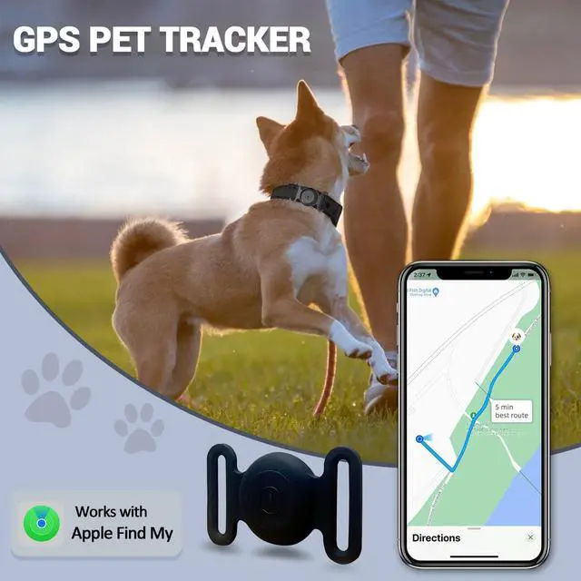 Alt view image 2 of 7 - GPS Tracker for Dogs, Mini GPS Cat Tracker, IPX8 Waterproof GPS Tracker for Cats with Holder, No Monthly Fee, Work with Apple Find My(iOS Only), Smart Trackers for Dogs Finder Trackers Pets(Black)