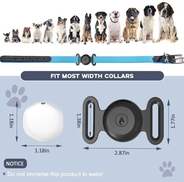 Alt view image 5 of 7 - GPS Tracker for Dogs, Mini GPS Cat Tracker, IPX8 Waterproof GPS Tracker for Cats with Holder, No Monthly Fee, Work with Apple Find My(iOS Only), Smart Trackers for Dogs Finder Trackers Pets(Black)