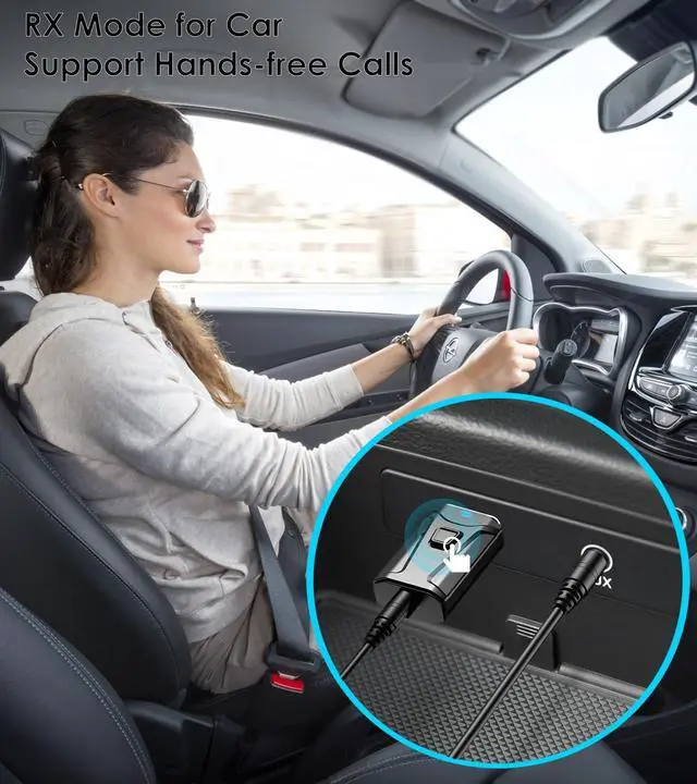 Alt view image 2 of 7 - USB Bluetooth Adapter for Car, Bluetooth Transmitter Receiver Plug & Play, 3.5mm AUX Wireless Audio Adapter for TV, Headphone, PC, Stereo