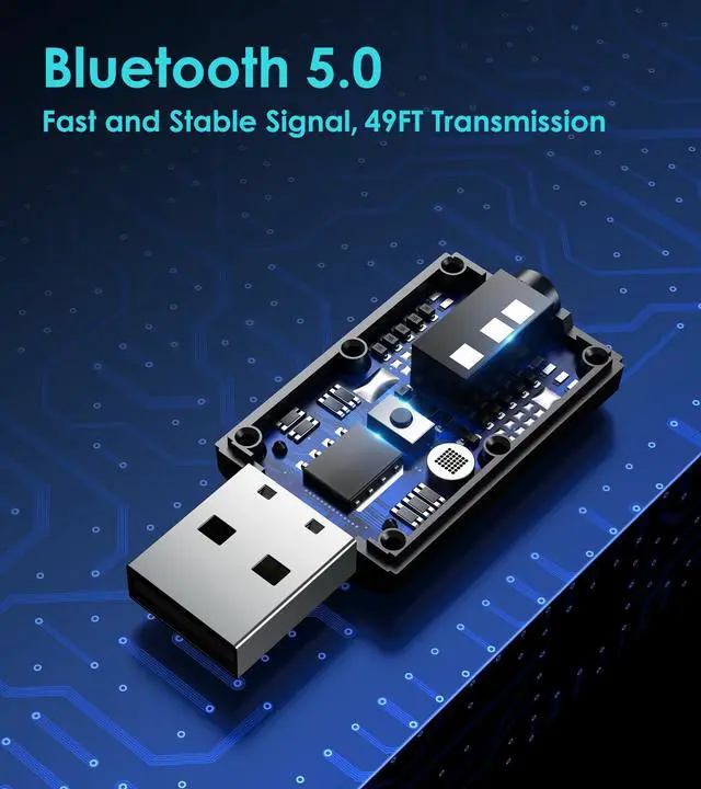 Alt view image 7 of 7 - USB Bluetooth Adapter for Car, Bluetooth Transmitter Receiver Plug & Play, 3.5mm AUX Wireless Audio Adapter for TV, Headphone, PC, Stereo