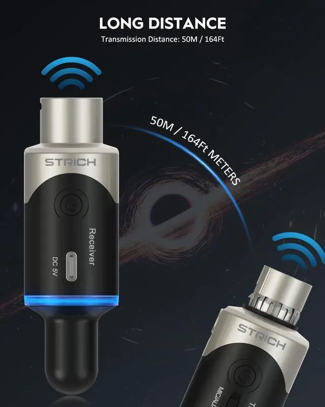 Alt view image 3 of 7 - M5 UHF Wireless XLR Microphone System, 4-Channel Transmitter & Receiver for Dynamic Mic, 200ft Range, 1ms Latency, Compatible with Audio Mixer/PA Speaker