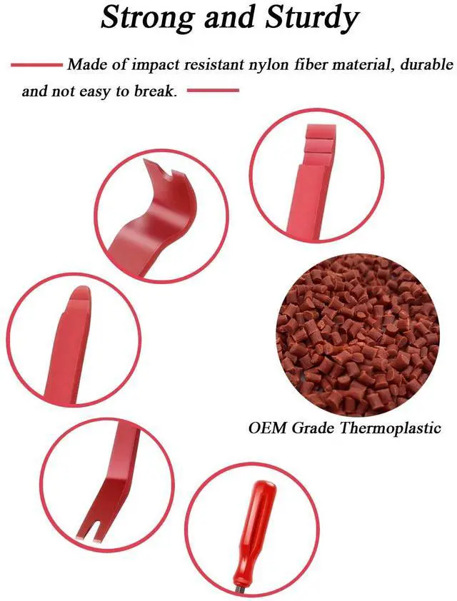 Alt view image 2 of 6 - 105 Pcs Auto Trim Removal Tool Kit, Plastic Pry Bar Set with Plastic Rivets for Car Door Panel, Audio Dashboard etc. Fastener Remover Tool Kit Red