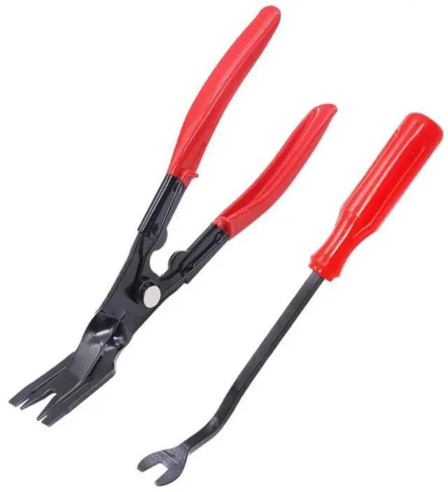 Main image of 2 Pcs Red Clip Removal Tool, Pliers Fastener, Set Auto Trim Removal Tool Pry Tool For removing auto door panel and instrument panel