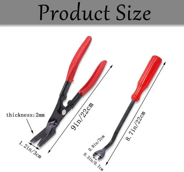 Alt view image 2 of 5 - 2 Pcs Red Clip Removal Tool, Pliers Fastener, Set Auto Trim Removal Tool Pry Tool For removing auto door panel and instrument panel