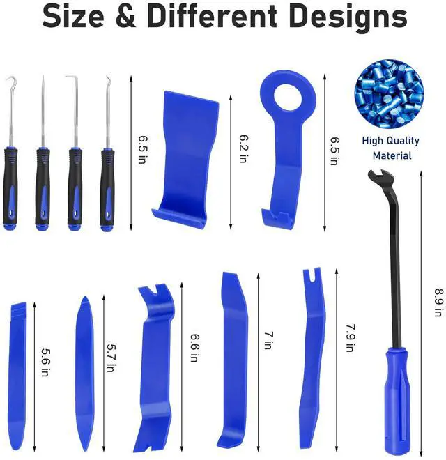 Alt view image 2 of 7 - Auto Trim Removal Tool Set, Plastic Pry Tool Kit, Prying Tool, Car Door Panel Clip Revmoal Tool, Fasteners Remover - 12pcs Blue