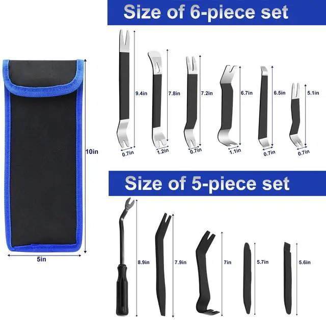 Alt view image 2 of 7 - 11 PCS AutoTrim Removal Tool Kit, Metal Pry Tool Auto Fastener Remover Pry Bar Set Trim Remover Kits for Vehicle Door Panel, Audio Radio Panel, Dashboard Repair Kit