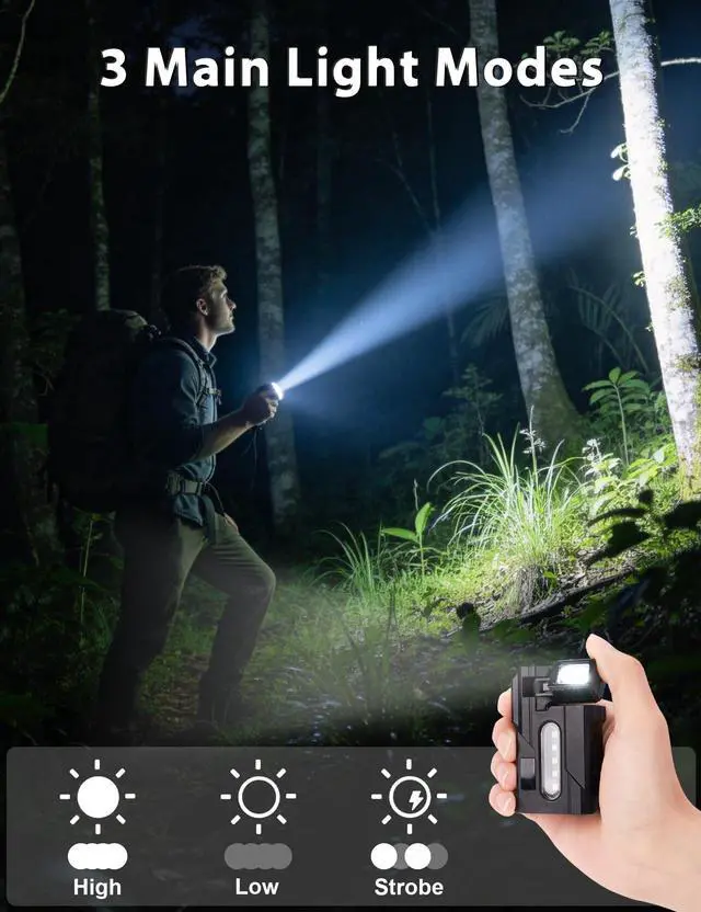 Alt view image 3 of 7 - 2Pcs G5 EDC Flashlight Rechargeable,400 Lumens Dual Light Super Bright Mini EDC Flashight,1200mAh Portable Magnetic & Clip On Flat Pocket Flashlights,Keychain Flashlight for Outdoor Home Emergencies