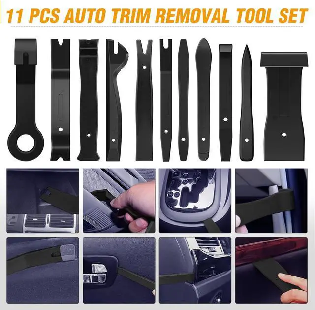 Alt view image 4 of 7 - 238Pcs Trim Removal Tool, Auto Push Pin Bumper Retainer Clip Set Fastener Terminal Remover Tool Adhesive Cable Clips Kit Car Panel Radio Removal Auto Clip Pliers, Black
