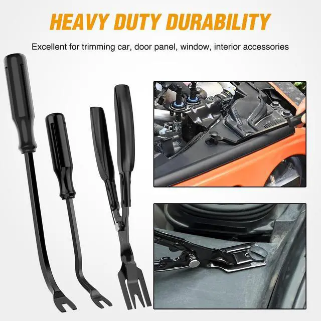 Alt view image 3 of 7 - 238Pcs Trim Removal Tool, Auto Push Pin Bumper Retainer Clip Set Fastener Terminal Remover Tool Adhesive Cable Clips Kit Car Panel Radio Removal Auto Clip Pliers, Black