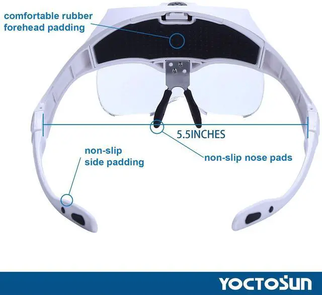 Alt view image 5 of 7 - LED Head Magnifier, Rechargeable Hands Free Headband Magnifying Glasses with 2 Led, Professional Jeweler's Loupe Light Bracket and Headband are Interchangeable