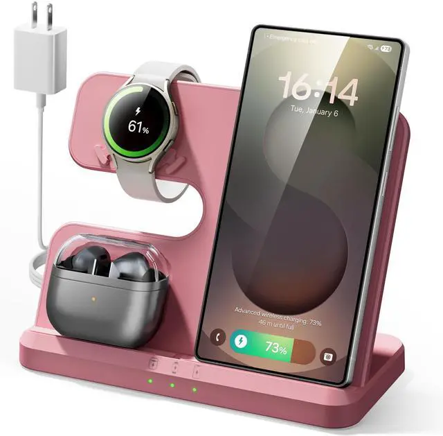 Main image of Wireless 3 in 1 Charging Station for Samsung, Phone and Watch Charger for Galaxy S25 Ultra/S24/S23/Z Fold, Wireless Charging Dock for Samsung Watch Galaxy 8/7/6/5, Galaxy Buds 3/2/Pro