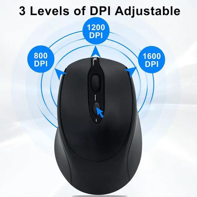 Alt view image 5 of 7 - Bluetooth Mouse,Rechargeable Wireless for Laptop/iPad/MacBook Pro/Air, Silent Mouse Portable Slim for Surface Pro/PC/Lenovo/Samsung Tablet (Black)