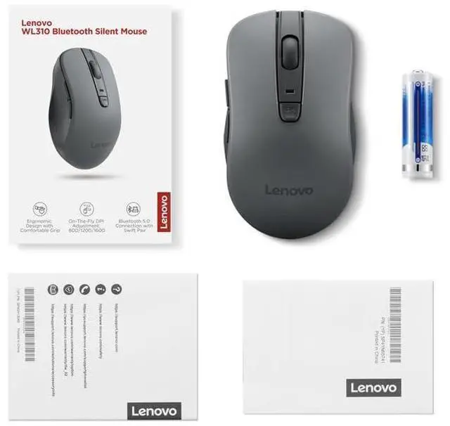 Alt view image 6 of 6 - WL310 Bluetooth Silent Mouse, Ergonomic, Adjustable DPI, Silent Clicks, Bluetooth 5.0, Portable for Windows, Mac, and Chromebook, Grey