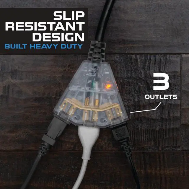 Alt view image 7 of 7 - Iron Forge Cable 12 Gauge Extension Cord with Multiple Outlets - Black Heavy Duty Extension Cord 6 ft - 12/3 SJTOW, 3 Prong Lighted Outlet Cords