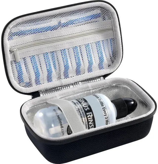 Main image of Travel Case for NeilMed Sinus Rinse Packets, Carrying Bag for Maoever Neti Pot Nasal Rinse, Portable Case for Sinus Rinse Bottle and Nasal Wash Salt Packets or Nose Cleaner Kit -Black