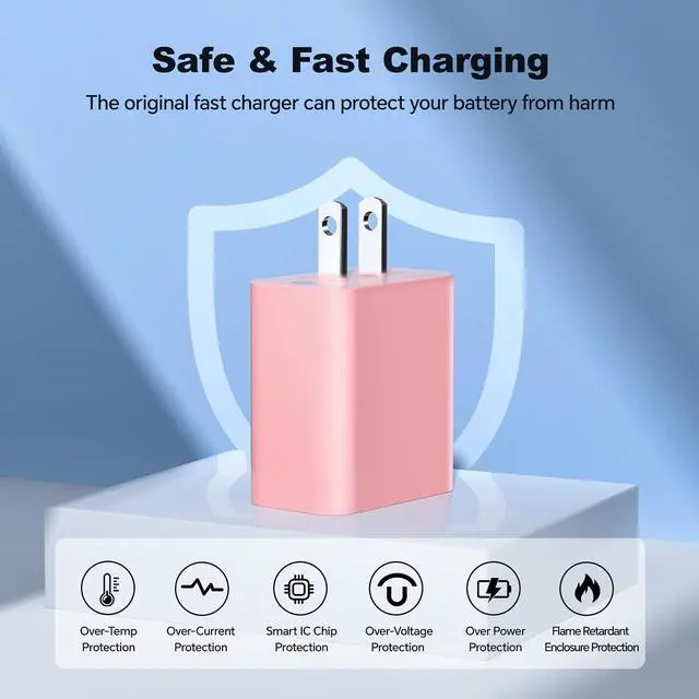 Alt view image 4 of 7 - Compatible with iPhone 17 16 15 Charger,3 Pack 20W USB C Fast Wall Charger with 60W 10ft USB C to C Cables,10ft Type C Charging Cord Compatible with iPhone 17/16/15 Plus/Pro Max/Pro/Samsumg S24/S23