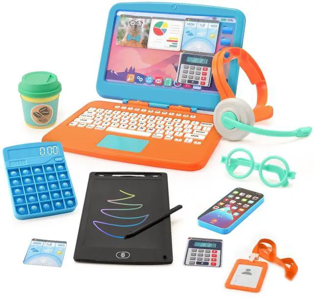 Main image of Pretend Play Home Office Toys for Kids 3-7, Toy Laptop Set for Role Playing Game, Working Home Playset for Boys and Girls