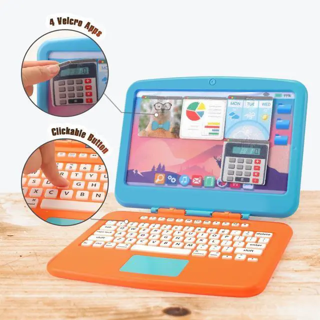 Alt view image 5 of 7 - Pretend Play Home Office Toys for Kids 3-7, Toy Laptop Set for Role Playing Game, Working Home Playset for Boys and Girls