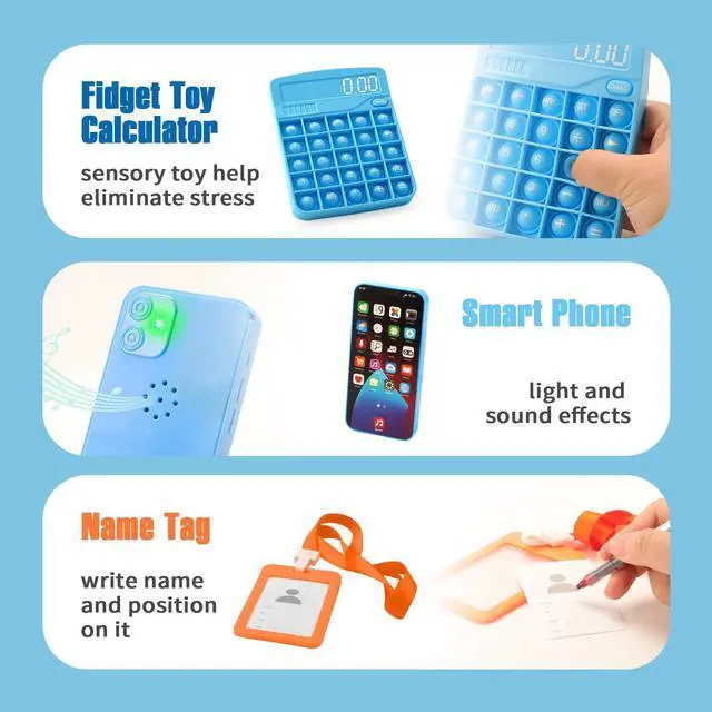 Alt view image 6 of 7 - Pretend Play Home Office Toys for Kids 3-7, Toy Laptop Set for Role Playing Game, Working Home Playset for Boys and Girls