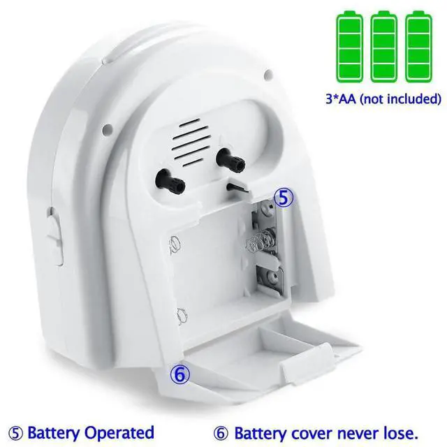 Alt view image 4 of 6 - Analog Alarm Clock Non-Ticking Silent, Optional 7 Wake-up Sounds with Volume Control, Nightlight and Snooze, AA Battery Operated (Black)