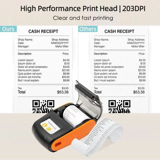 Alt view image 7 of 7 - Portable Receipt Printer 58mm Mini Thermal Printing Wireless BT USB Mobile Printer with 2 Inch Thermal Paper Roll Compatible with Android/iOS/Windows System for Small Business Restaurant Retail Store