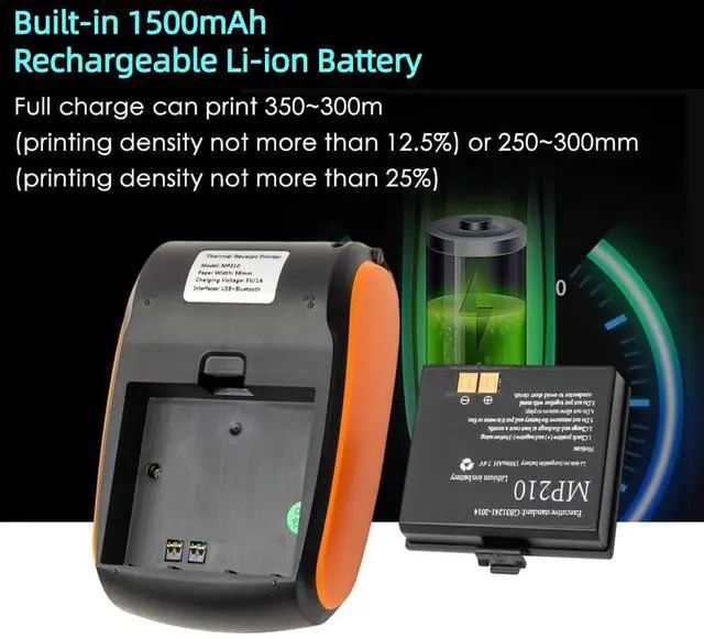 Alt view image 6 of 7 - Portable Receipt Printer 58mm Mini Thermal Printing Wireless BT USB Mobile Printer with 2 Inch Thermal Paper Roll Compatible with Android/iOS/Windows System for Small Business Restaurant Retail Store