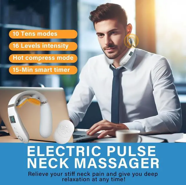 Alt view image 2 of 7 - Neck Massager with Heat, Neck Massager for Pain Relief Deep Tissue, Multiple Mode Adjustment, Portable and Suitable for Travel and Home-White
