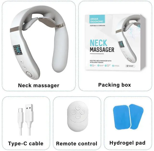 Alt view image 7 of 7 - Neck Massager with Heat, Neck Massager for Pain Relief Deep Tissue, Multiple Mode Adjustment, Portable and Suitable for Travel and Home-White