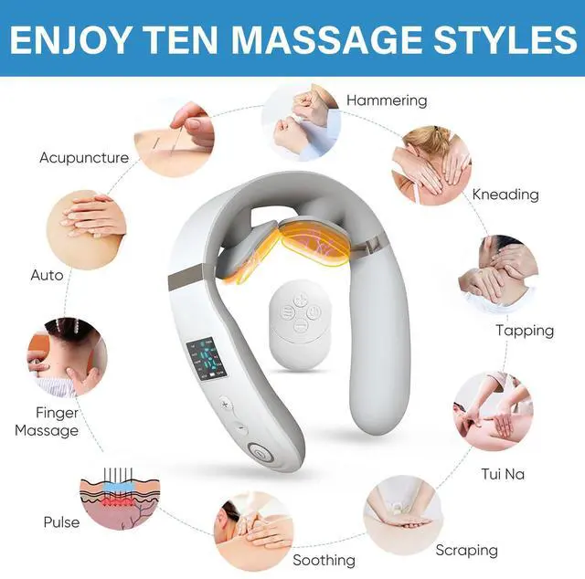 Alt view image 6 of 7 - Neck Massager with Heat, Neck Massager for Pain Relief Deep Tissue, Multiple Mode Adjustment, Portable and Suitable for Travel and Home-White