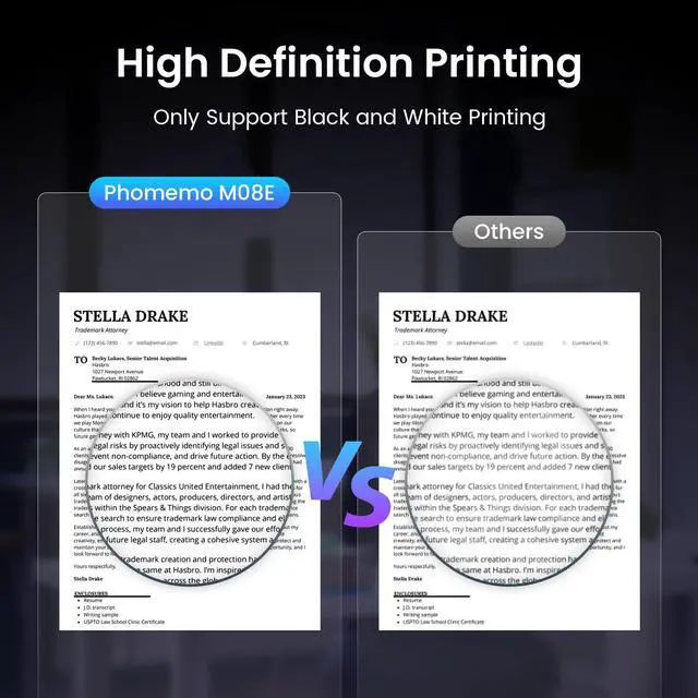 Alt view image 7 of 7 - M08E Portable Printers Wireless for Travel, Bluetooth Inkless Thermal Printer Support 8.5'' x 11'' US Letter, Compatible with iPhone, Android Phone, Laptop for Office Car Home Use