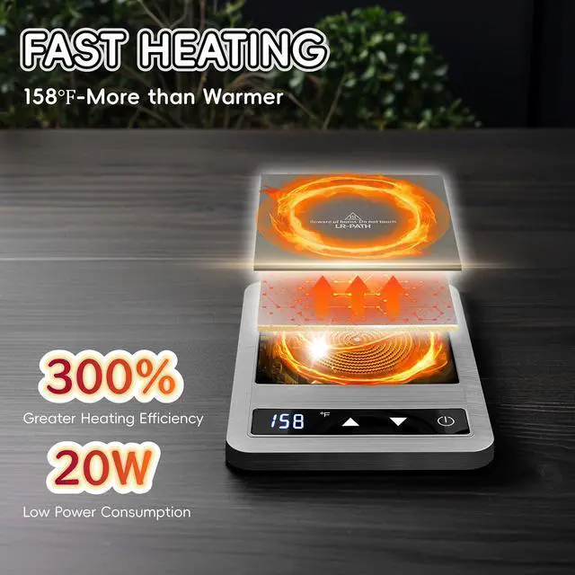 Alt view image 3 of 7 - Coffee Mug Warmer & Mug Set 2025, Heated Cup for Desk with Temperature Control and Smart Auto Shut Off, 14oz