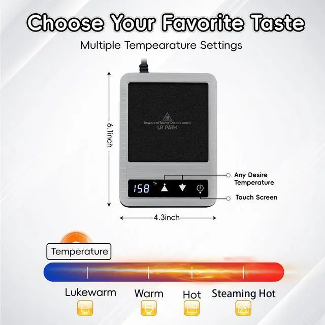 Alt view image 4 of 7 - Coffee Mug Warmer & Mug Set 2025, Heated Cup for Desk with Temperature Control and Smart Auto Shut Off, 14oz