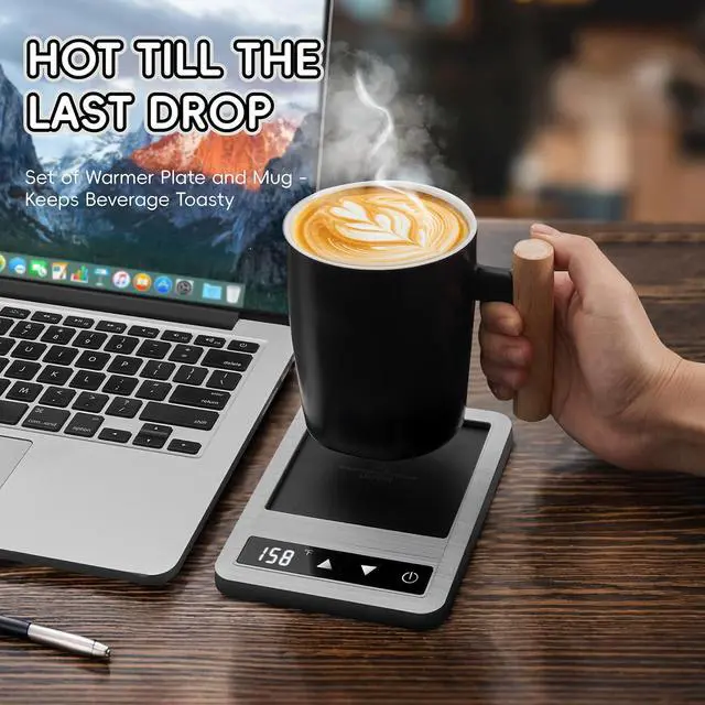 Alt view image 6 of 7 - Coffee Mug Warmer & Mug Set 2025, Heated Cup for Desk with Temperature Control and Smart Auto Shut Off, 14oz