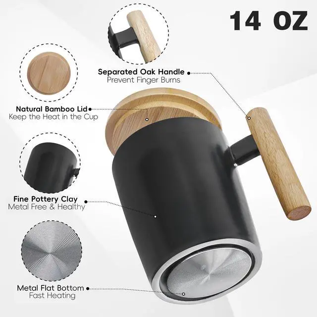 Alt view image 5 of 7 - Coffee Mug Warmer & Mug Set 2025, Heated Cup for Desk with Temperature Control and Smart Auto Shut Off, 14oz