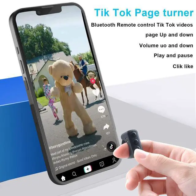 Alt view image 2 of 7 - TIK Tok Bluetooth Remote Control Page Turner for iPhone Android Ipad Cell Phone Camera Remote Shutter Selfie Button, Bluetooth Ring for Kindle (Black)