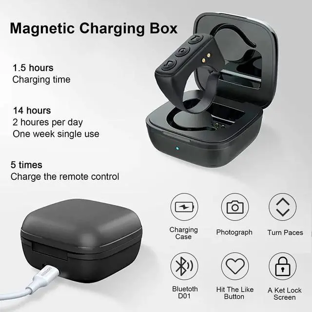 Alt view image 6 of 7 - TIK Tok Bluetooth Remote Control Page Turner for iPhone Android Ipad Cell Phone Camera Remote Shutter Selfie Button, Bluetooth Ring for Kindle (Black)