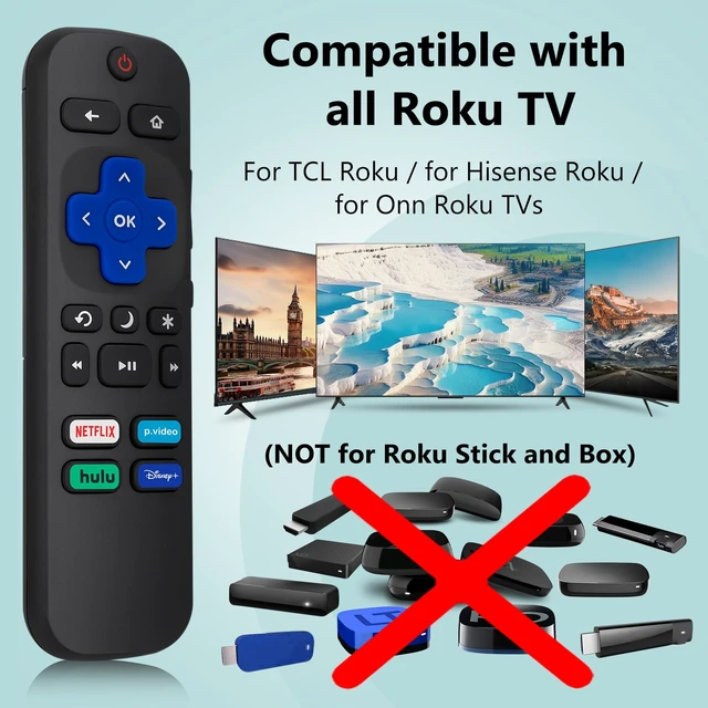 Alt view image 2 of 7 - (Pack of 2) Replacement Remote Control Compatible for Roku TV,for TCL Roku/for Hisense Roku/for Onn Roku(Not for Roku Stick,Box and Players)