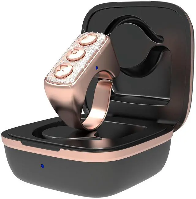 Main image of Fingertip Bluetooth Remote Control TIK TOK Wireless Page Turner TYUOBOX Camera Remote Shutter Selfie Button Controller with Charging Case for iPhone Android Ipad Cell Phone (Rose Pink)