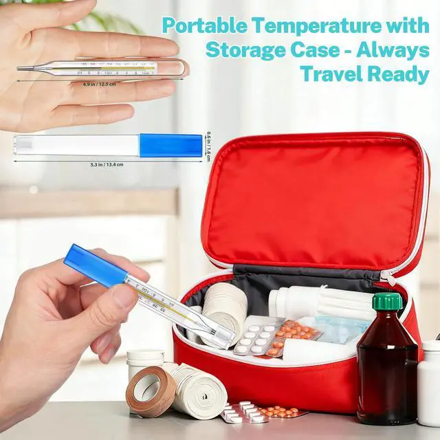 Alt view image 7 of 7 - 1Pc Glass Oral Temperature Adult Free Clinic Armpit Fast Reading Fever Indicator (Double Scale)