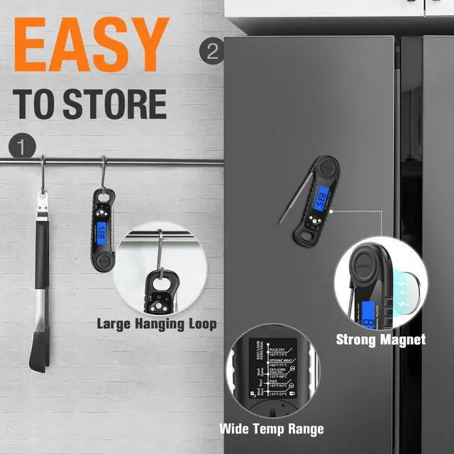 Alt view image 6 of 6 - Meat Thermometer Digital, Instant Read Food Thermometer for Cooking, Grilling, Baking, Frying & Candy Making, Essentials Kitchen Gadgets Accessory, Gifts for Men Women Dad Mom Birthday