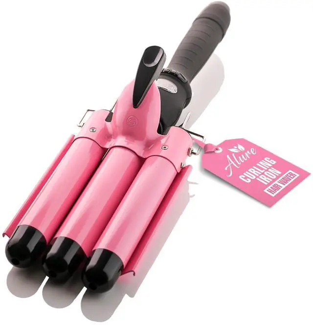Main image of Three Barrel Curling Iron Wand Hair Waver with LCD Temperature Display - 1 Inch Ceramic Tourmaline Triple Barrels, Dual Voltage Crimp