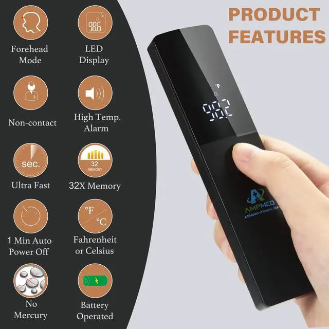 Alt view image 2 of 7 - No-Touch Forehead Thermometer for Adults and Kids, Non-Contact Digital Baby Thermometer for Infants/Newborns, Medical Grade Touchless Temporal Thermometer for Fever