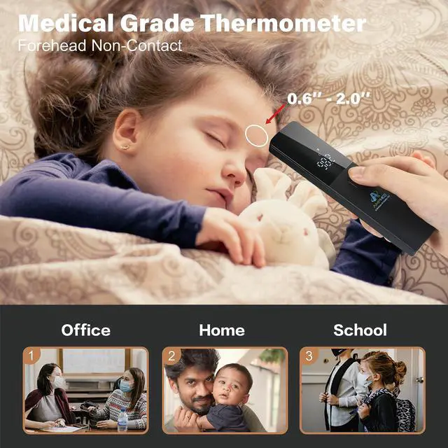Alt view image 5 of 7 - No-Touch Forehead Thermometer for Adults and Kids, Non-Contact Digital Baby Thermometer for Infants/Newborns, Medical Grade Touchless Temporal Thermometer for Fever